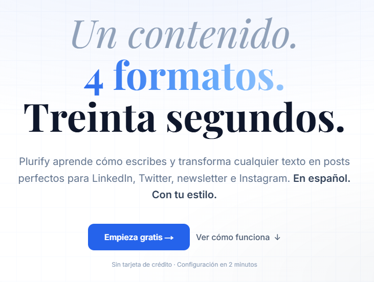 Plurify - SaaS de repurposing de contenido con IA para creadores hispanohablantes